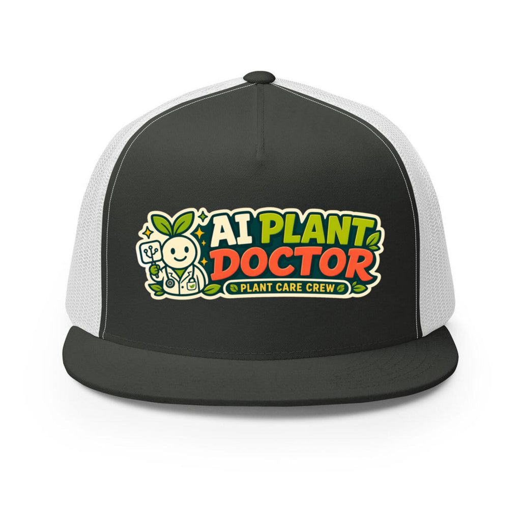 AI Plant Doctor - Budsy Plant Care Crew Mesh Hat Charcoal / White mockup