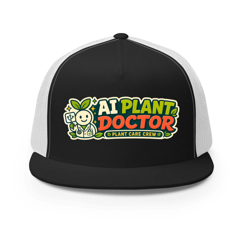AI Plant Doctor - Budsy Plant Care Crew Mesh Hat Black / White mockup