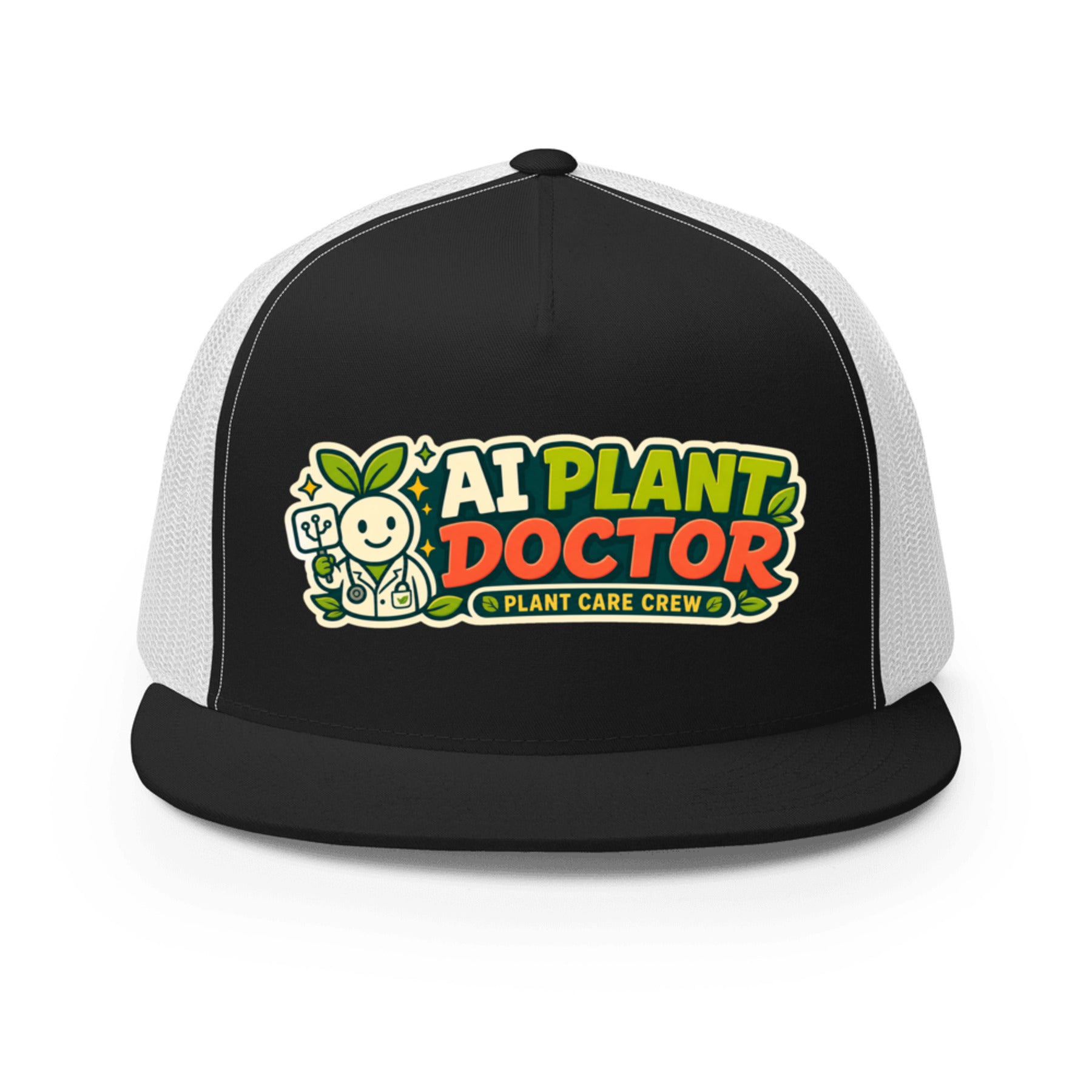 AI Plant Doctor - Budsy Plant Care Crew Mesh Hat Black / White mockup