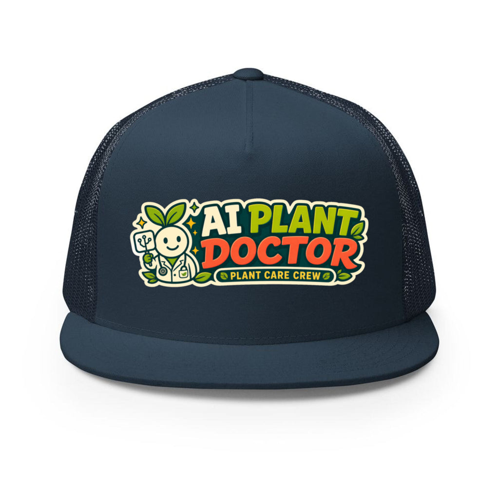 AI Plant Doctor - Budsy Plant Care Crew Mesh Hat Navy mockup