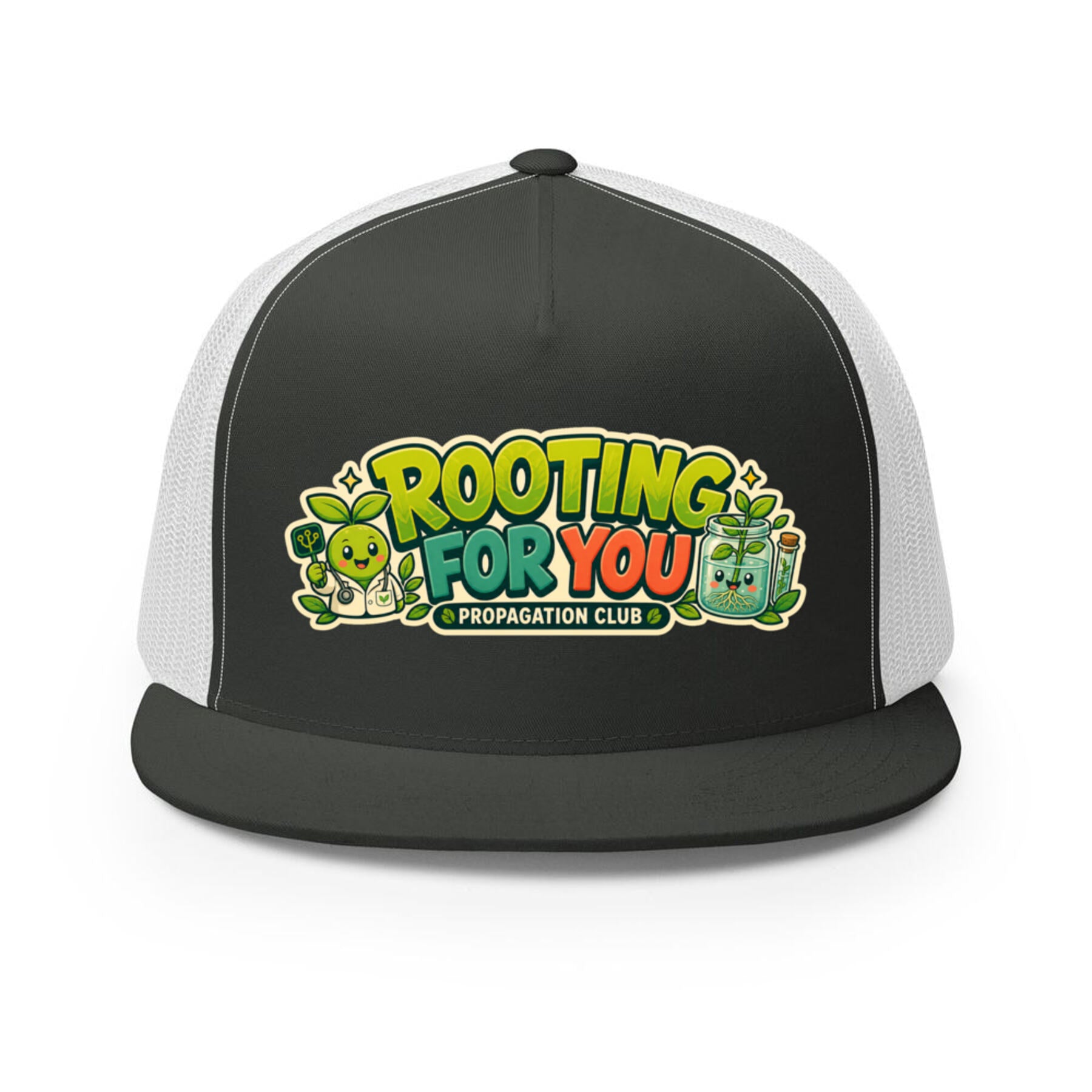 AI Plant Doctor - Budsy Rooting For You Mesh Hat Charcoal / White mockup
